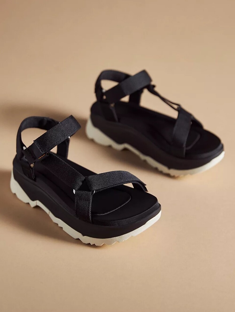 Teva Black Platform Sport Sandals with White Soles